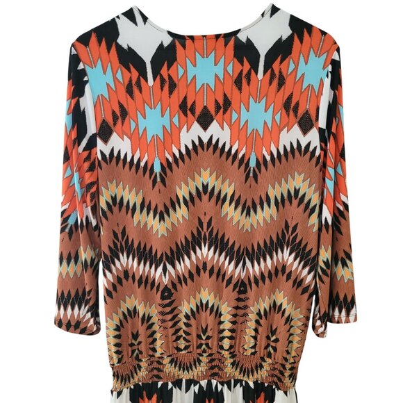 INC International Concepts Aztec Print V-Neck Romper Size XL 3/4 Sleeve Pockets - Picture 8 of 8